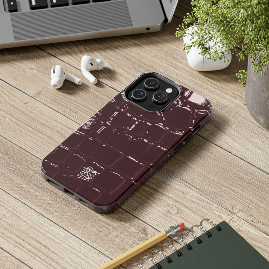 Burgundy Croc Case